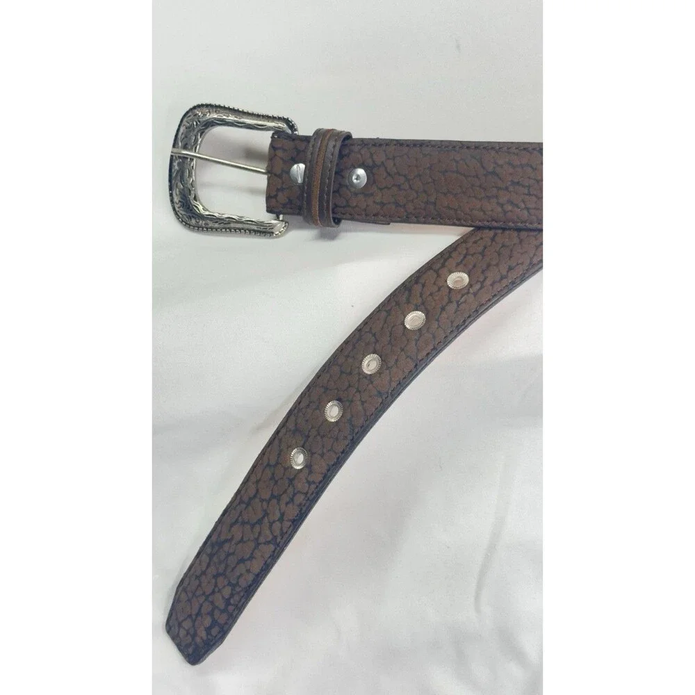 Genuine Leather Belt Brown Size 52. Made In Mexico. Western Style. Men's